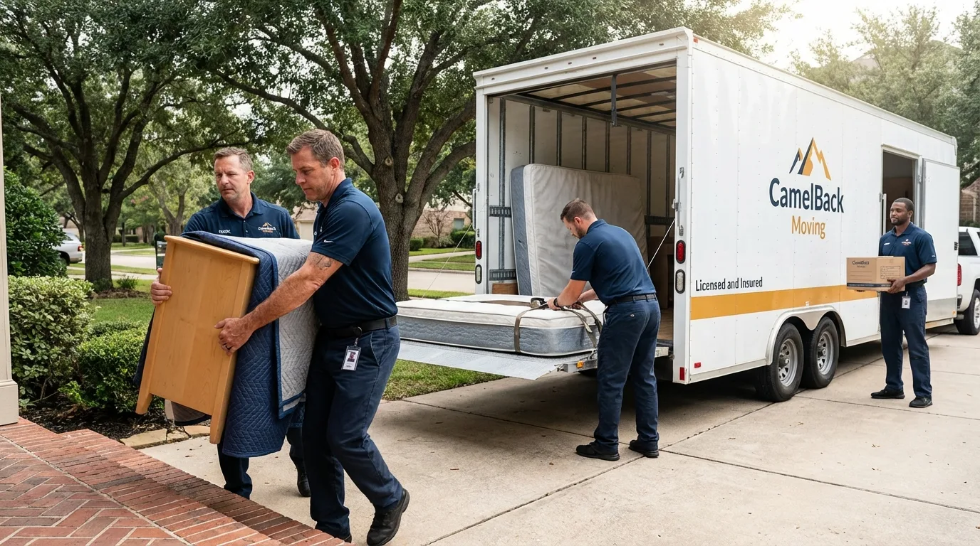 Crew loading residential truck for cross-state move from Pierson, FL