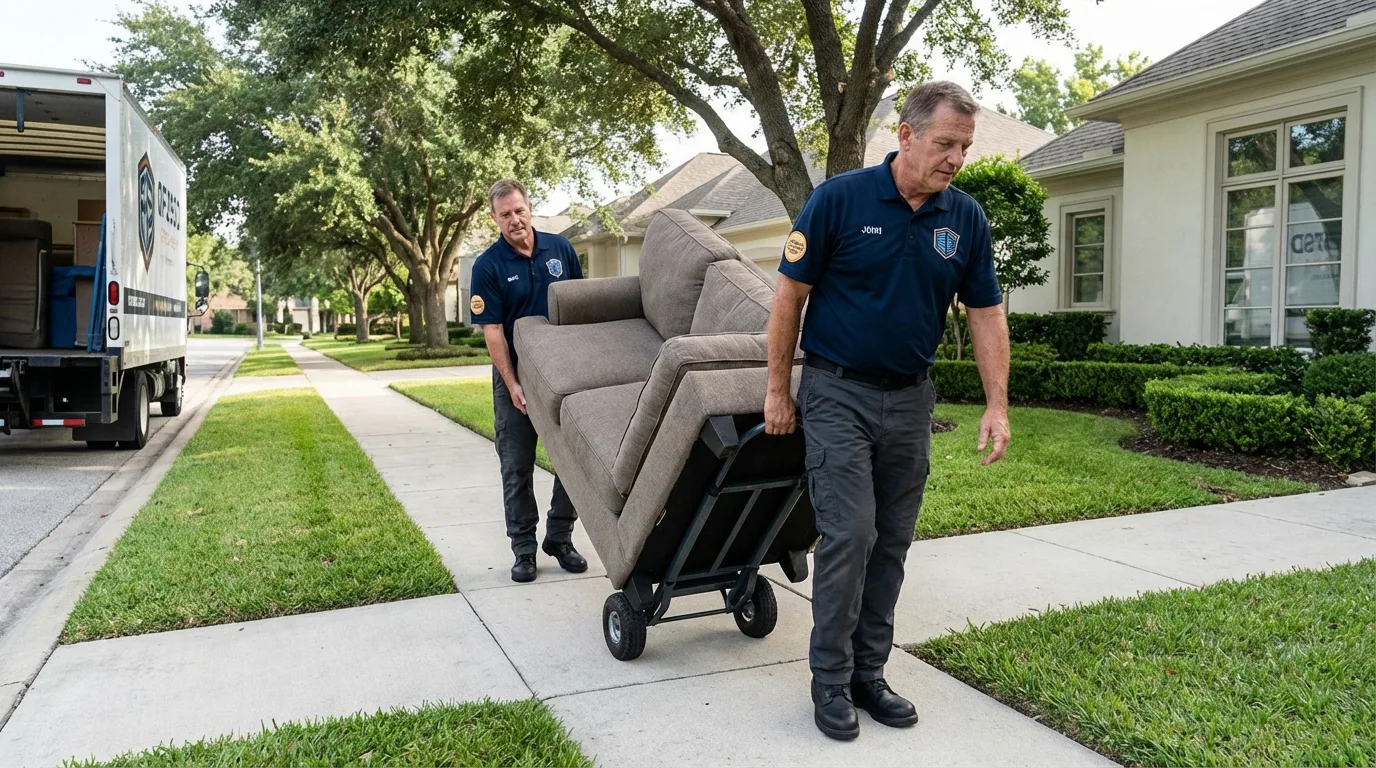 Local residential moving crew loading furniture in Pierson, FL